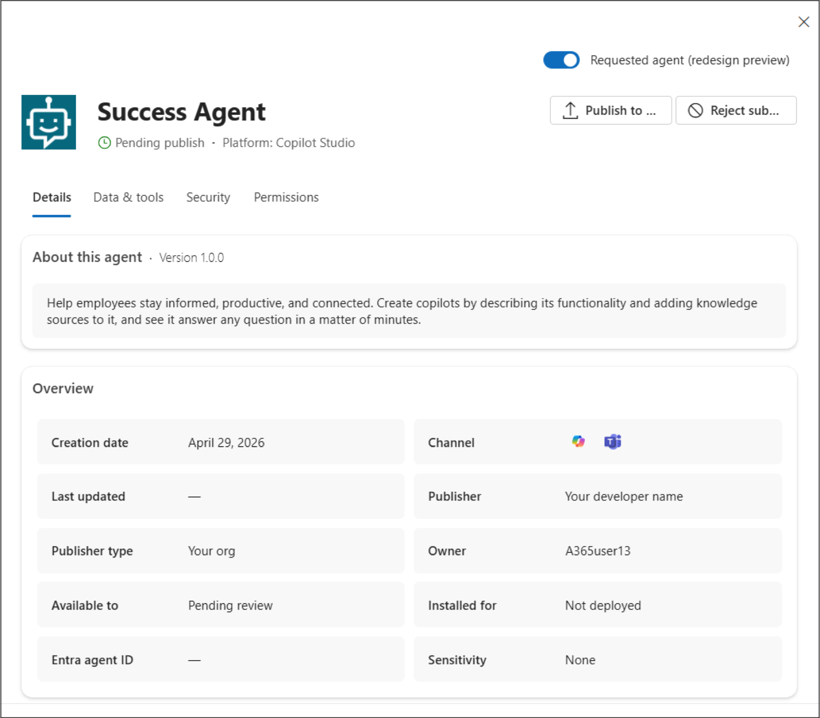 Requests tab listing agents pending review