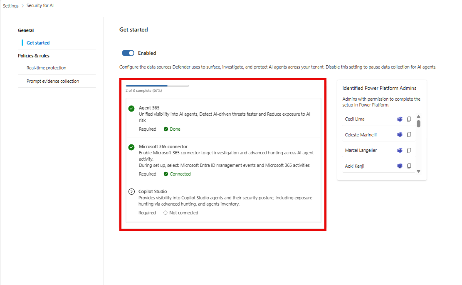 Security for AI setup checklist in the Defender portal
